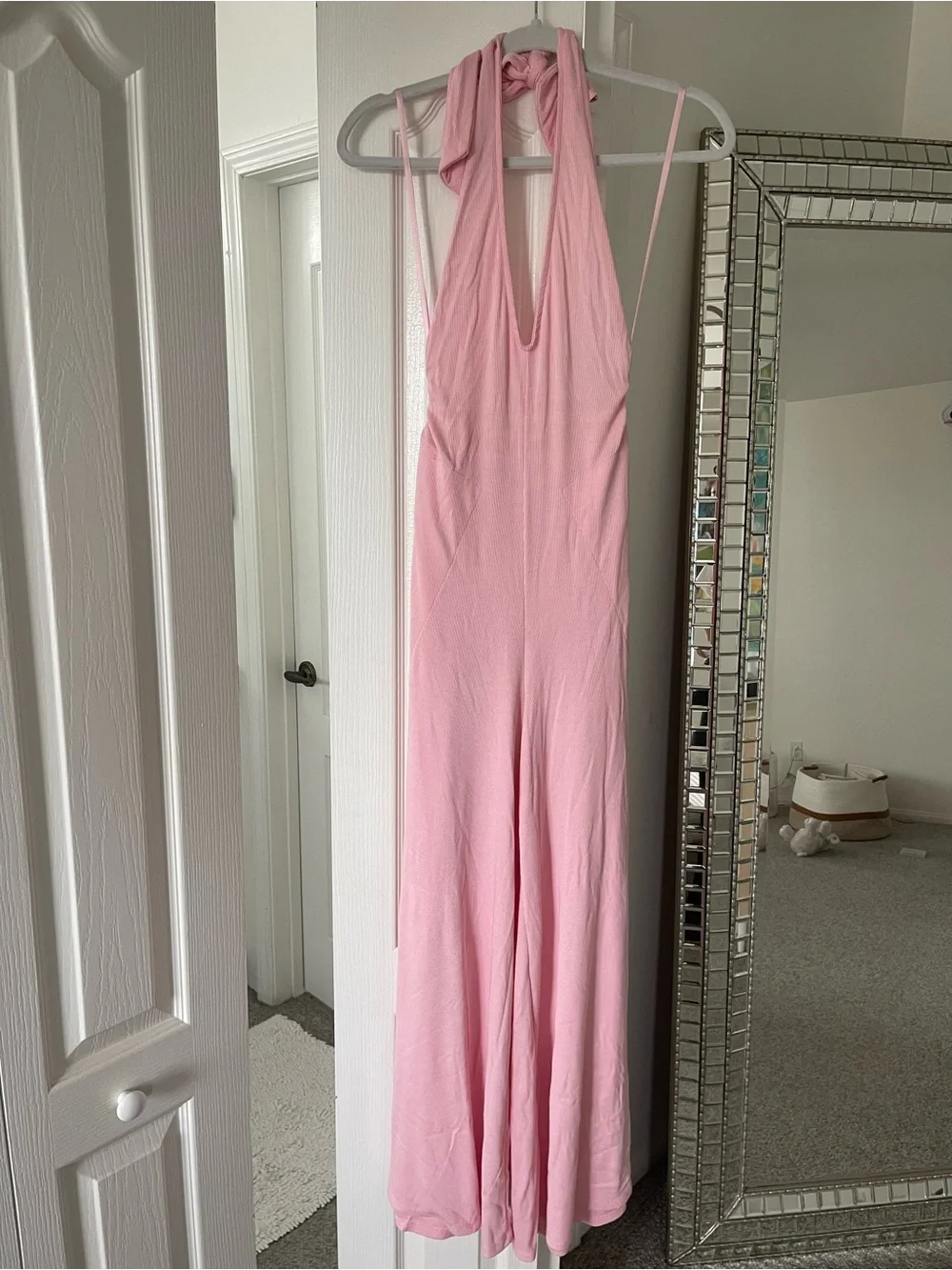 Free People Halter Pink One-Piece Jumpsuit